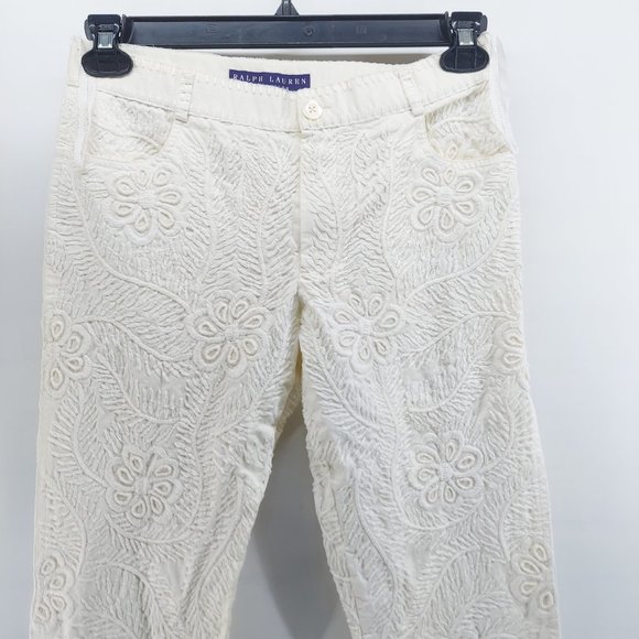 Ralph Lauren Collection embroidered white  Pants size 6 - Picture 2 of 11